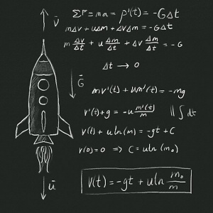 Rocket science blackboard writing